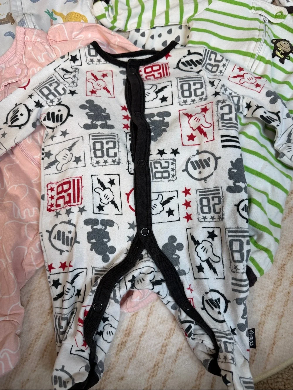 Assorted 0–3 Months Soft Long-Sleeve Baby Pajamas & Footies